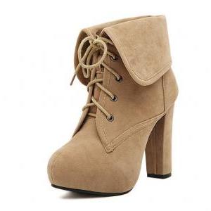 rosy apricot lace front ankle boot