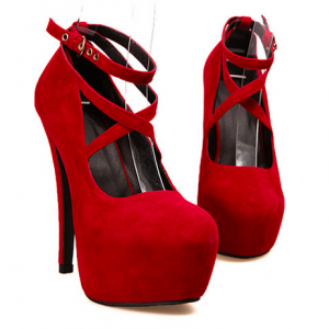 red backless heels