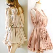 Sweet elegant pink Pleated chiffon dress--pink [gryxh3600274]