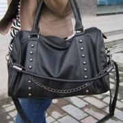 Punk Style Rivet Twisted Black Handbag& Messenger Bag