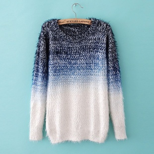 Blue And White Mohair Sweater