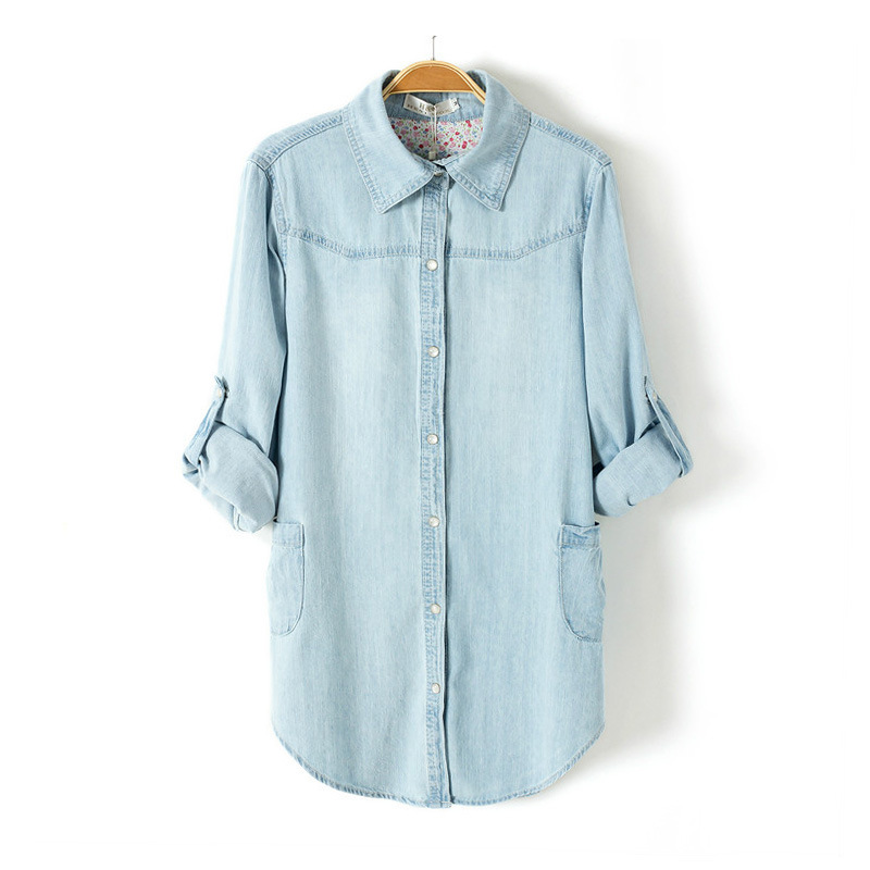 light blue denim long sleeve shirt