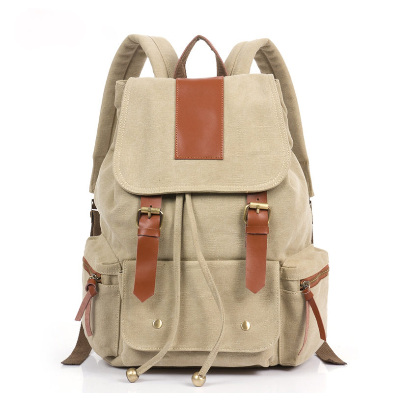 cream canvas backpack