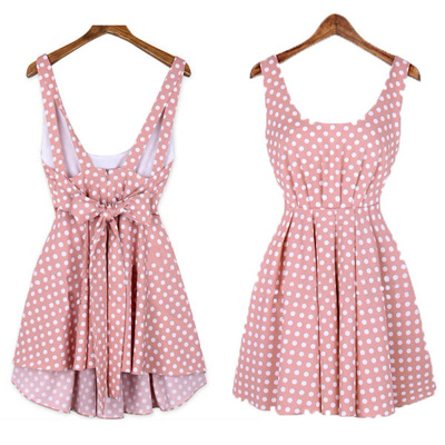 polka dot backless dress