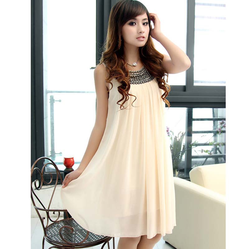 Women S Pregnant Maternity Dresses Casual Clothes Beaded Chiffon