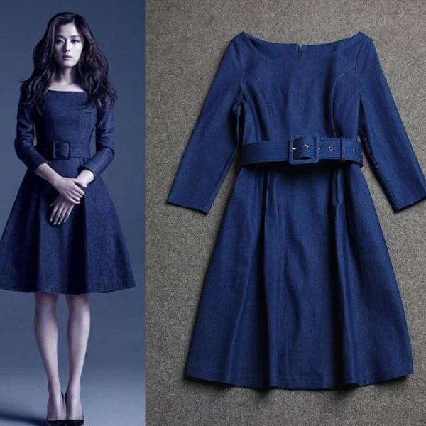 knee length denim shirt dress