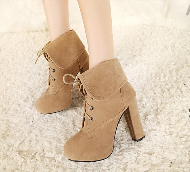 rosy apricot lace front ankle boot
